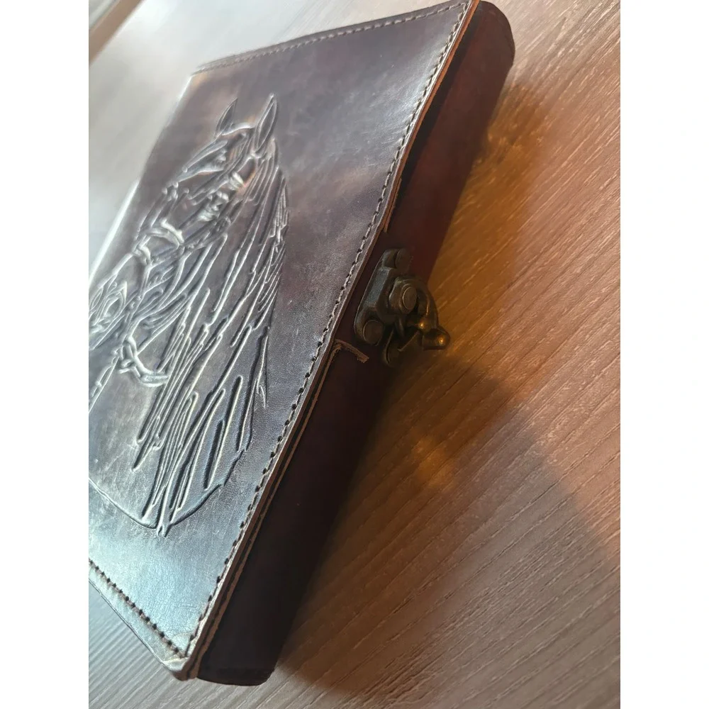 Embossed Horse Leather Journal Diary‎ Sketchbook with Brass Clasp Western Rodeo